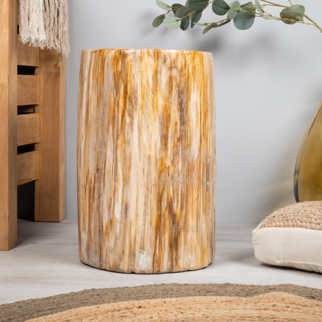Pouf en bois pétrifié de 45 cm - Wanda collection