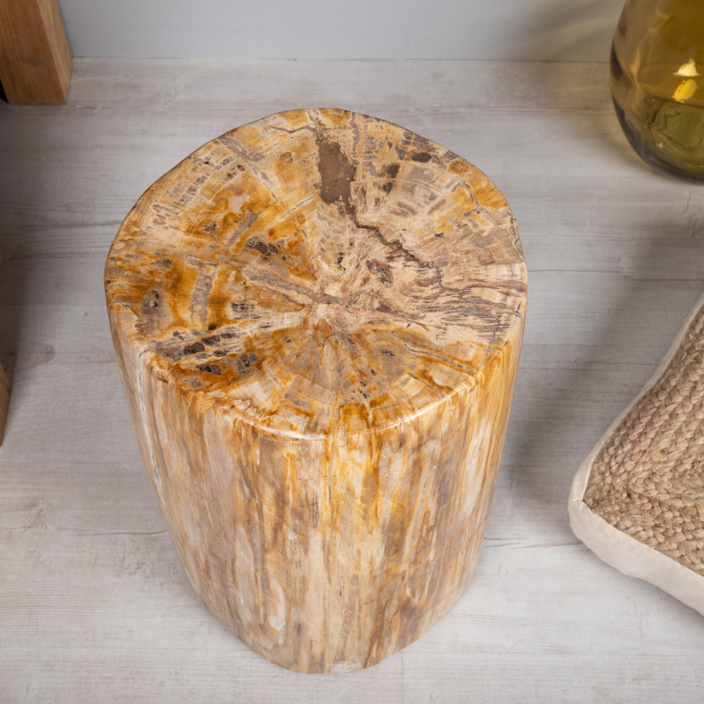 Pouf en bois pétrifié de 45 cm - Wanda collection
