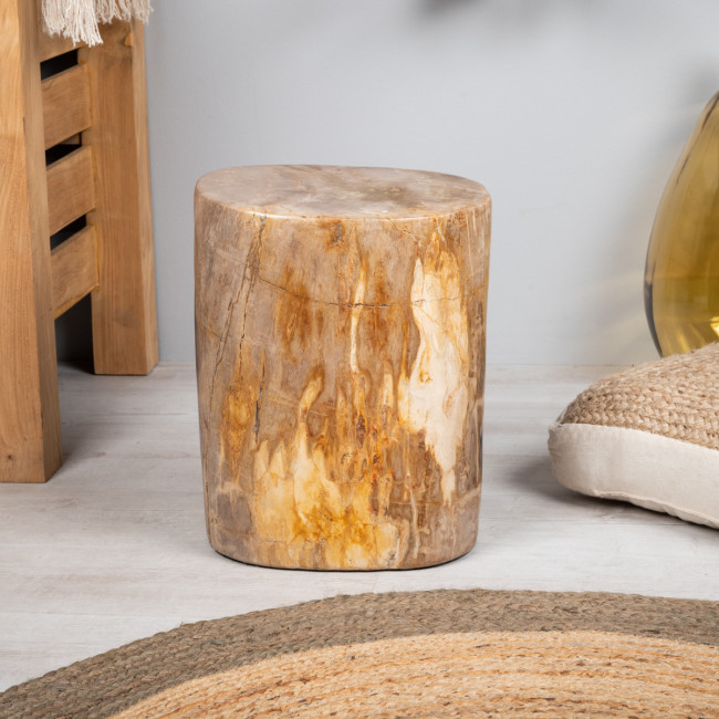 Pouf bois fossilisé 50cm - Wanda collection