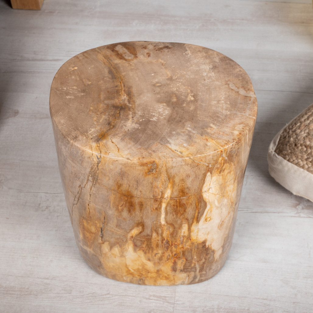 Pouf bois fossilisé 50cm - Wanda collection