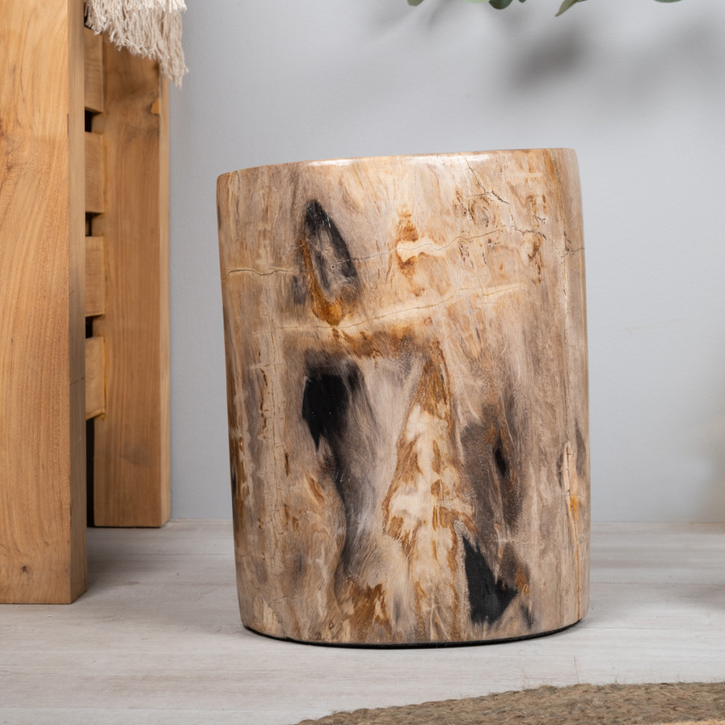 Pouf bois fossilisé 50cm - Wanda collection