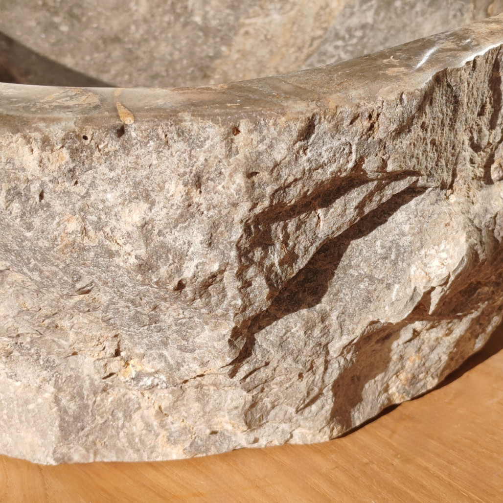 Grande Vasque de salle de bain à poser ROC en marbre gris Grande Vasque de salle de bain à poser ROC en marbre gris