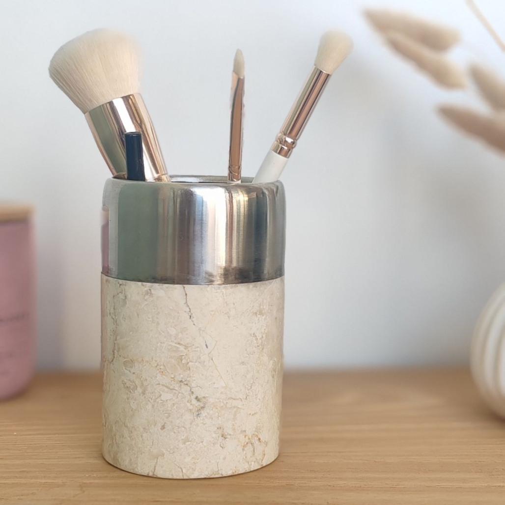 Gobelet en marbre et inox crème