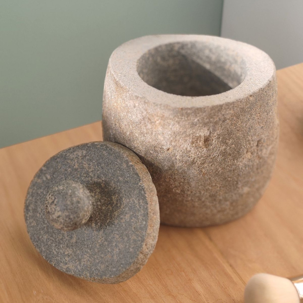 Gobelet galet pierre de rivière avec couvercle Gobelet galet pierre de rivière avec couvercle