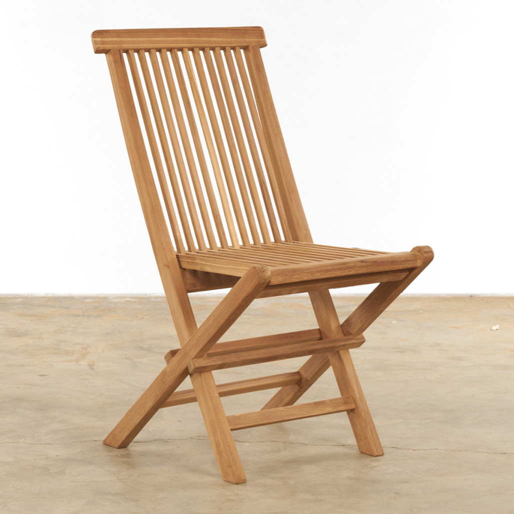 Ensemble de 2 chaises pliantes en teck massif Audrey Ensemble de 2 chaises pliantes en teck massif Audrey