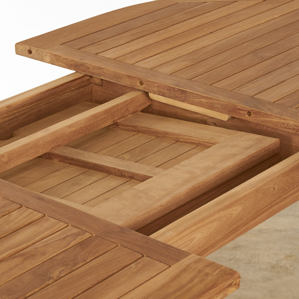 Table de jardin ovale en teck massif avec rallonge 160 (210) Nina Table de jardin ovale en teck massif avec rallonge 160 (210) Nina