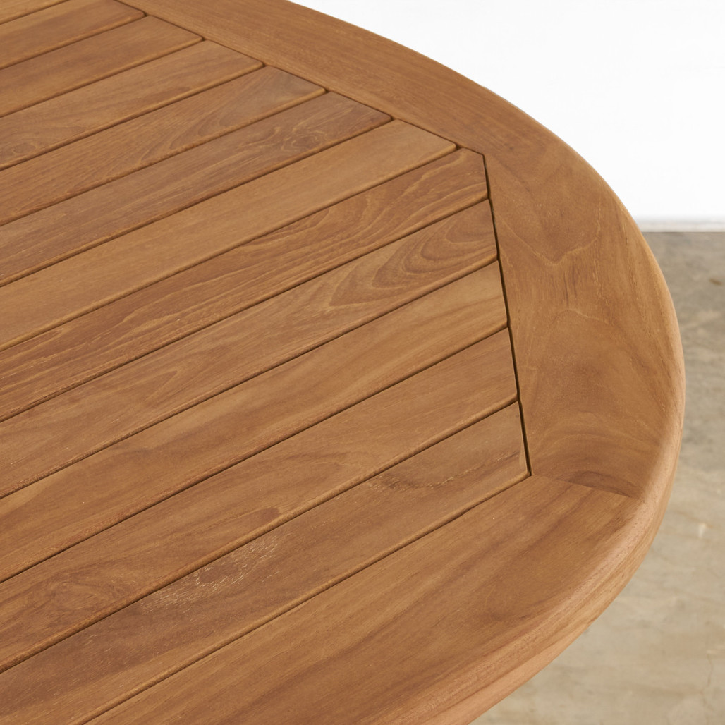 Table de jardin ovale en teck massif avec rallonge 160 (210) Nina Table de jardin ovale en teck massif avec rallonge 160 (210) Nina