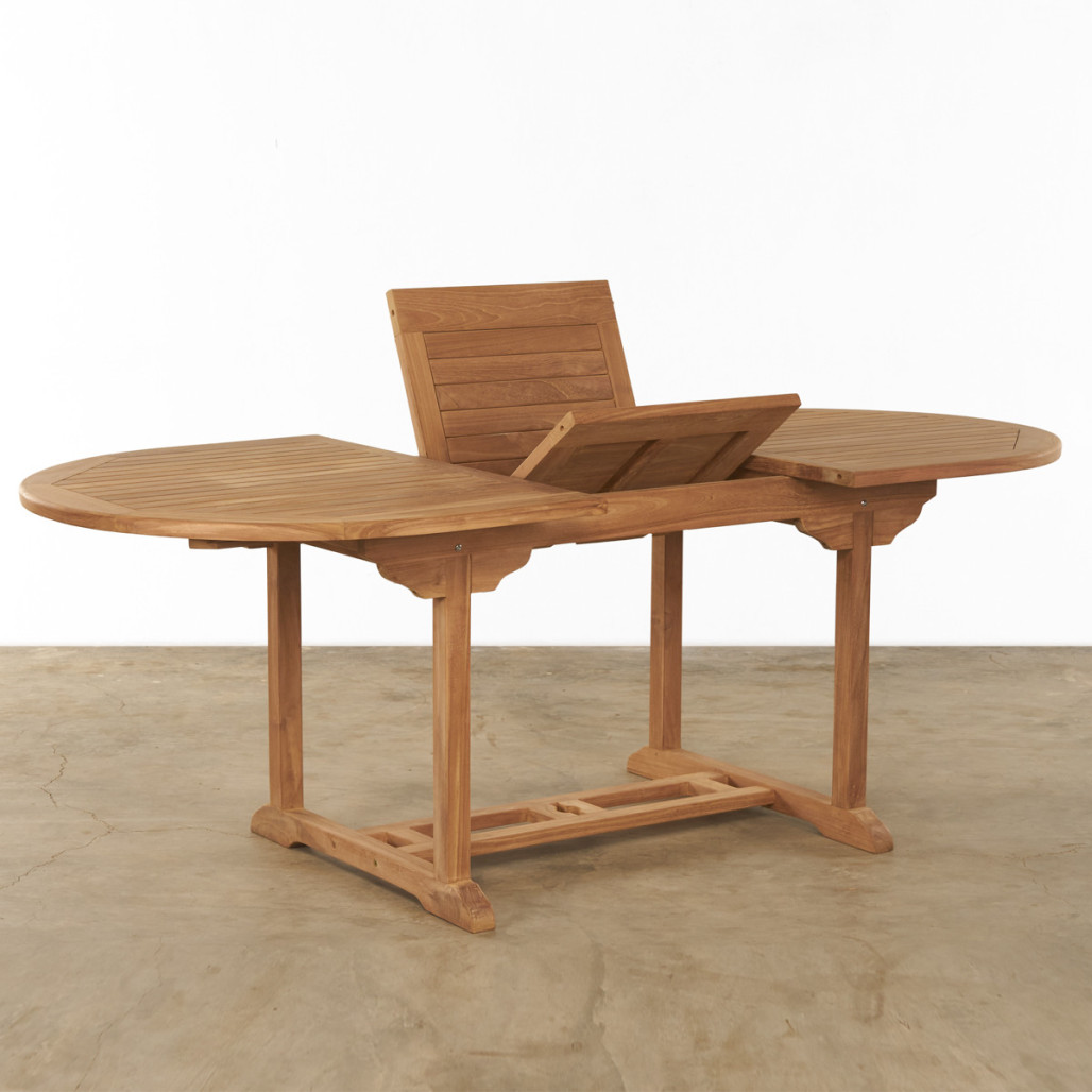 Table de jardin ovale en teck massif avec rallonge 160 (210) Nina Table de jardin ovale en teck massif avec rallonge 160 (210) Nina