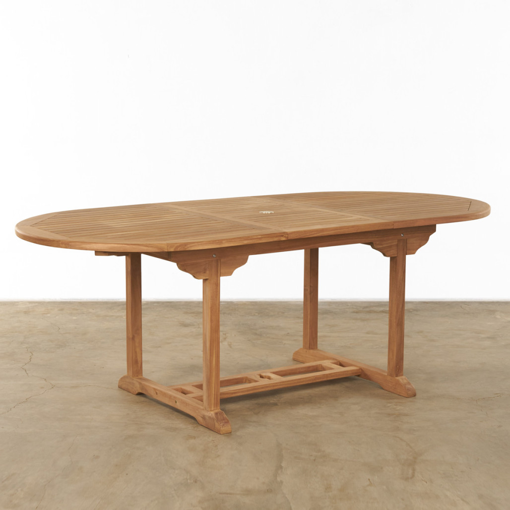 Table de jardin ovale en teck massif avec rallonge 160 (210) Nina Table de jardin ovale en teck massif avec rallonge 160 (210) Nina