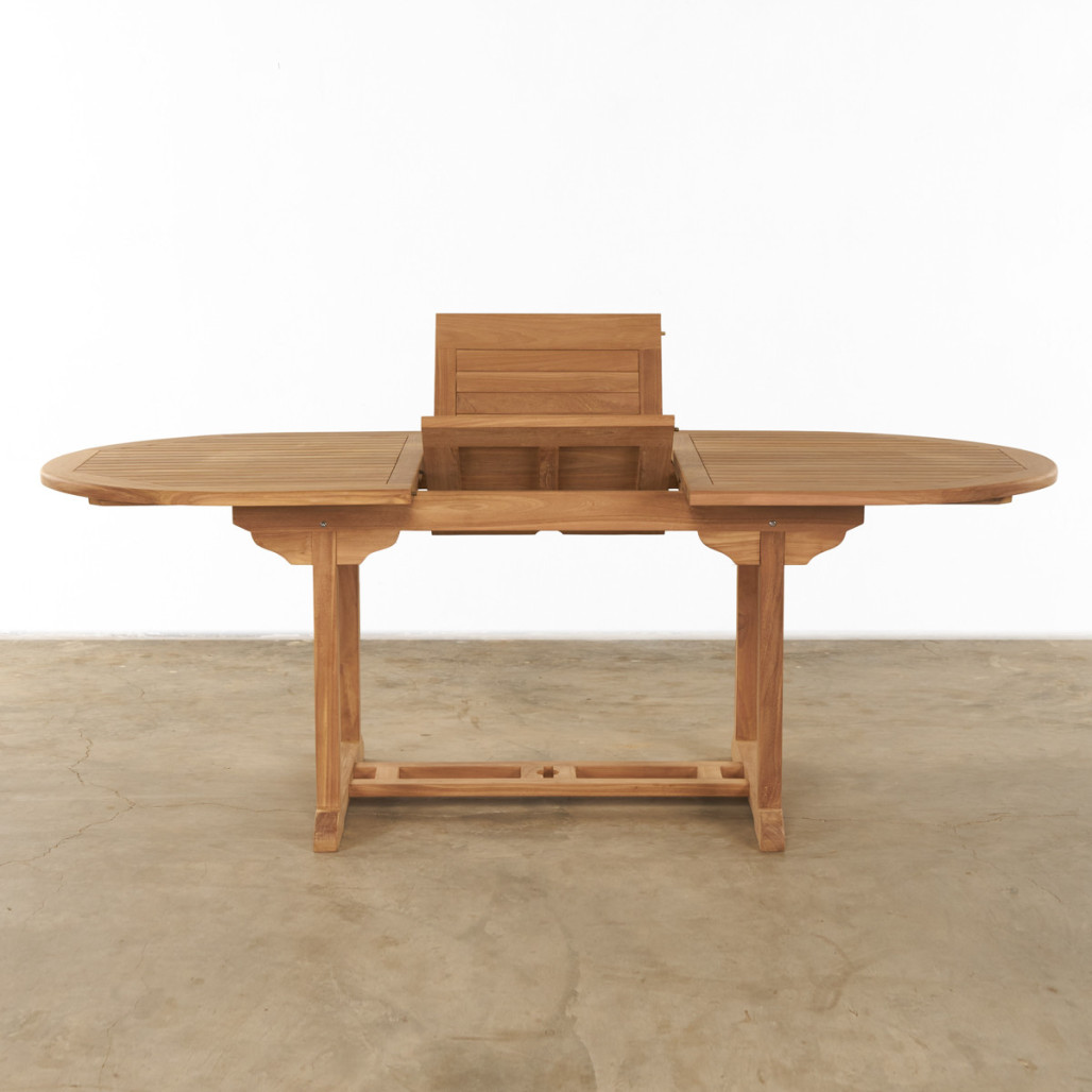 Table de jardin ovale en teck massif avec rallonge 160 (210) Nina Table de jardin ovale en teck massif avec rallonge 160 (210) Nina
