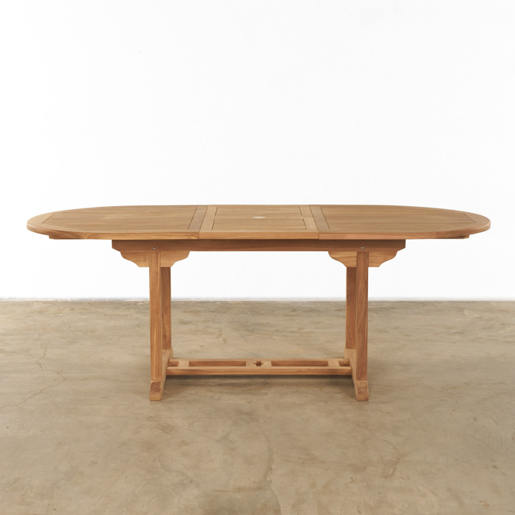 Table de jardin ovale en teck massif avec rallonge 160 (210) Nina Table de jardin ovale en teck massif avec rallonge 160 (210) Nina