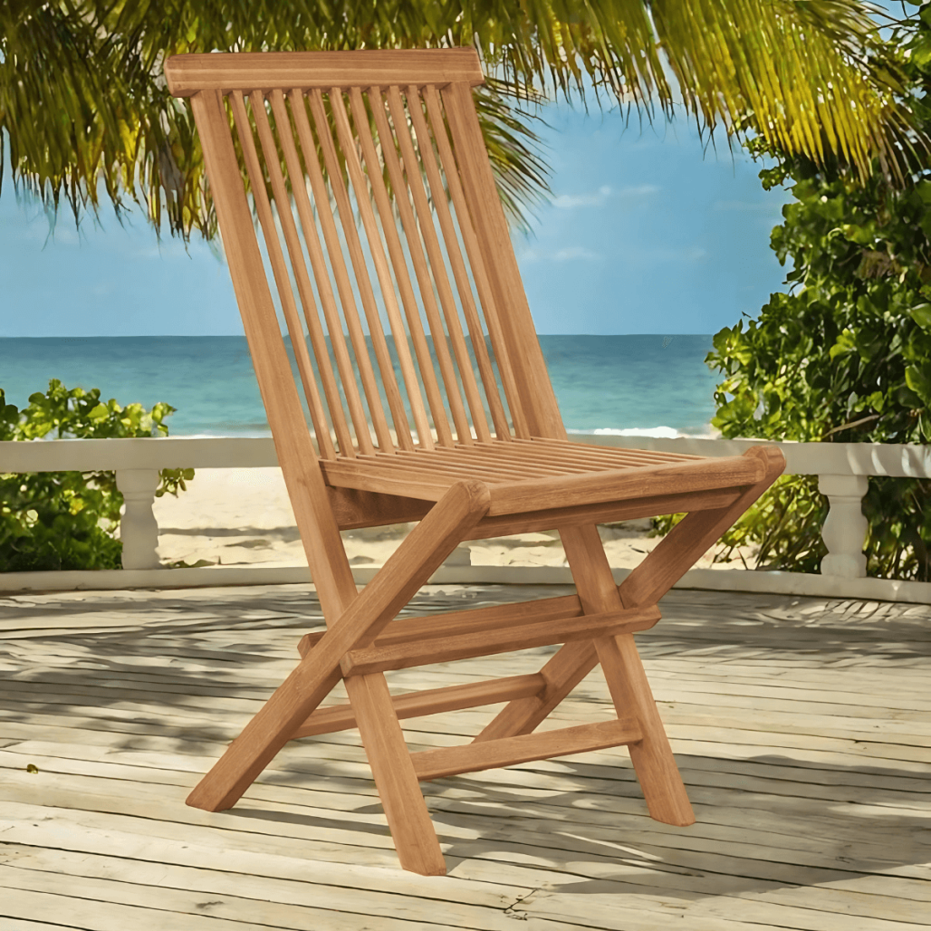 Ensemble de 2 chaises pliantes en teck massif Audrey Ensemble de 2 chaises pliantes en teck massif Audrey