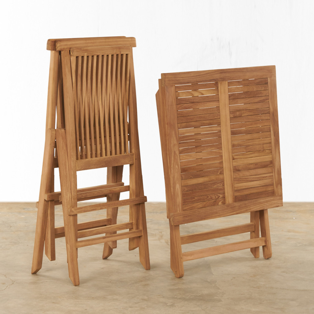 Ensemble table et 2 chaises de jardin en teck Harry Ensemble table et 2 chaises de jardin en teck Harry