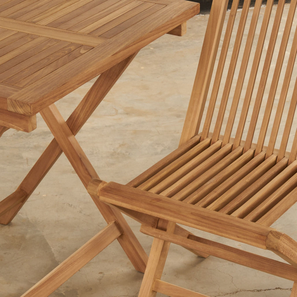 Ensemble table et 2 chaises de jardin en teck Harry Ensemble table et 2 chaises de jardin en teck Harry
