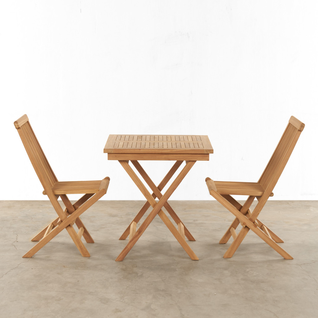 Ensemble table et 2 chaises de jardin en teck Harry Ensemble table et 2 chaises de jardin en teck Harry