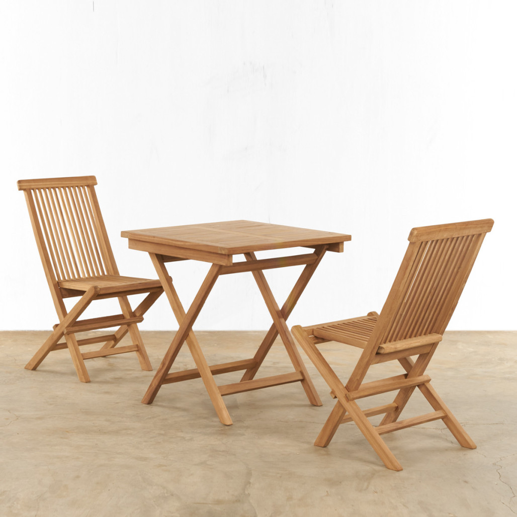 Ensemble table et 2 chaises de jardin en teck Harry Ensemble table et 2 chaises de jardin en teck Harry