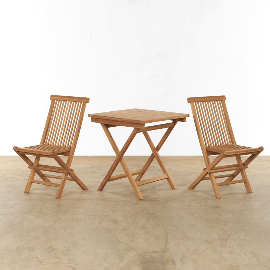 Ensemble table et 2 chaises de jardin en teck Harry Ensemble table et 2 chaises de jardin en teck Harry