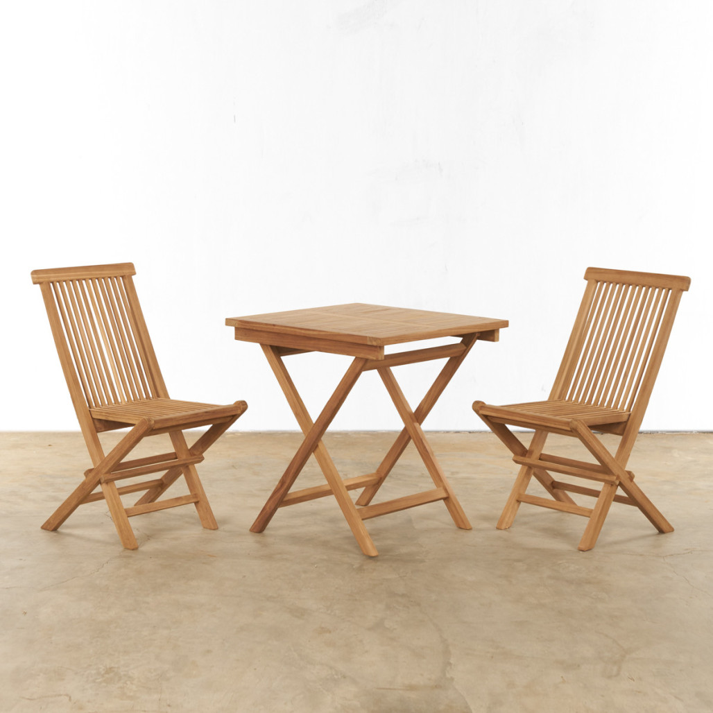 Ensemble table et 2 chaises de jardin en teck Harry Ensemble table et 2 chaises de jardin en teck Harry