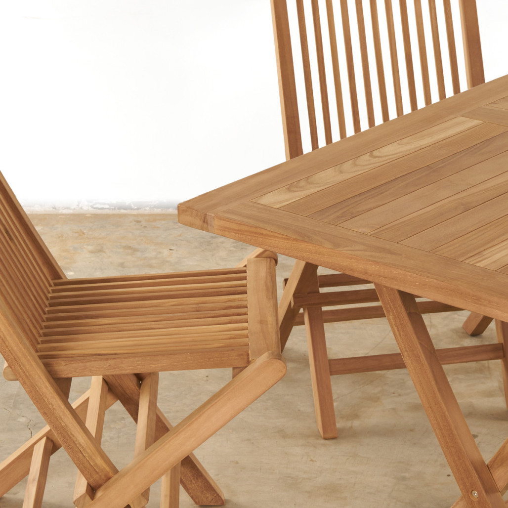 Ensemble table et 4 chaises de jardin en teck Harry Ensemble table et 4 chaises de jardin en teck Harry