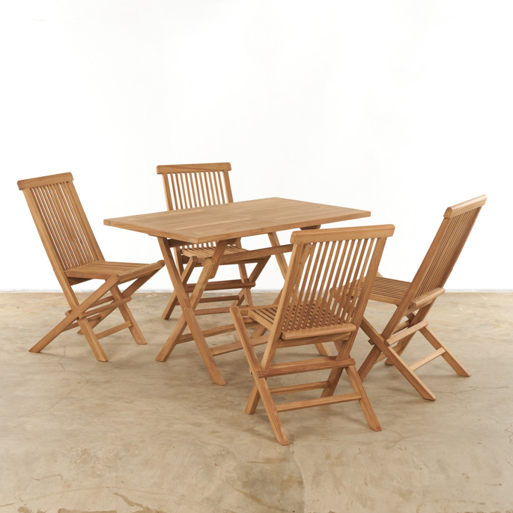 Ensemble table et 4 chaises de jardin en teck Harry Ensemble table et 4 chaises de jardin en teck Harry