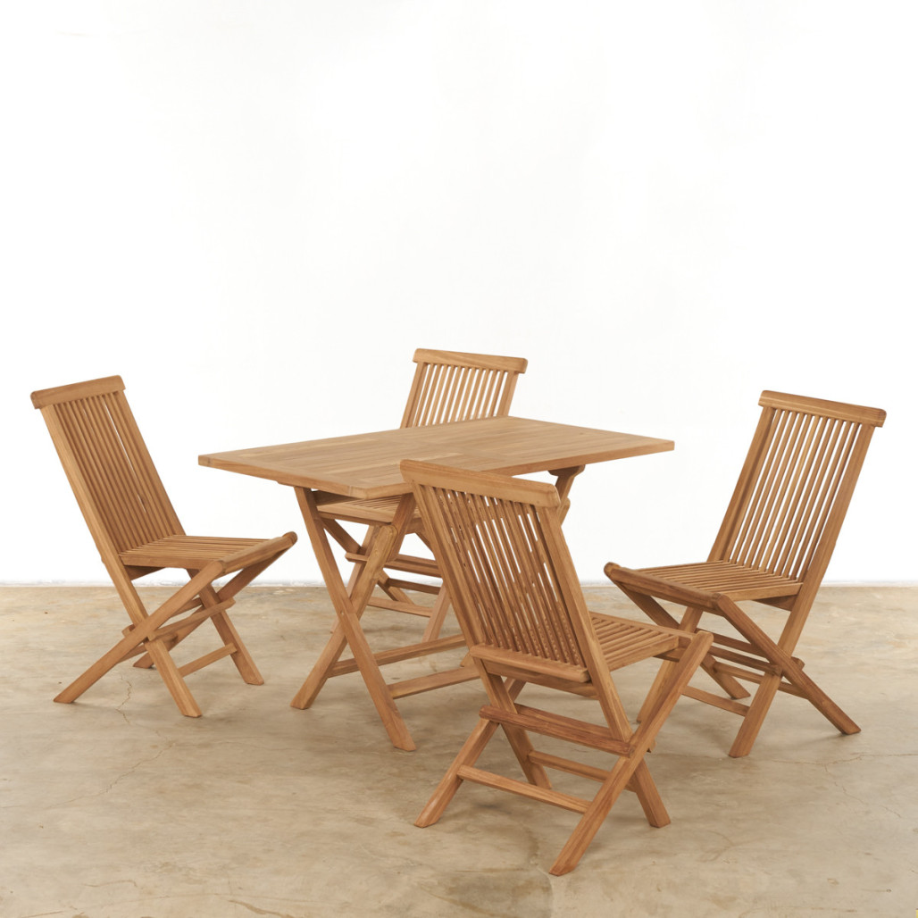 Ensemble table et 4 chaises de jardin en teck Harry Ensemble table et 4 chaises de jardin en teck Harry