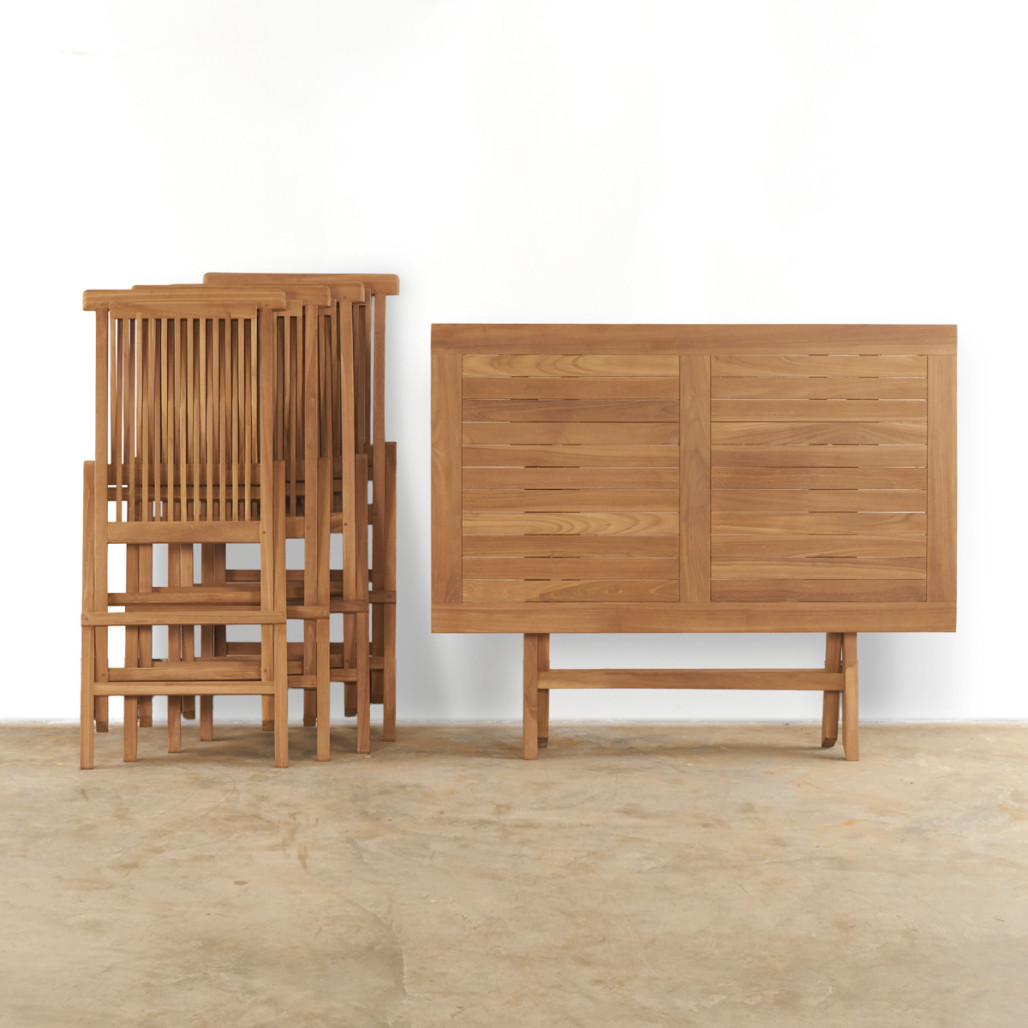 Ensemble table et 4 chaises de jardin en teck Harry Ensemble table et 4 chaises de jardin en teck Harry