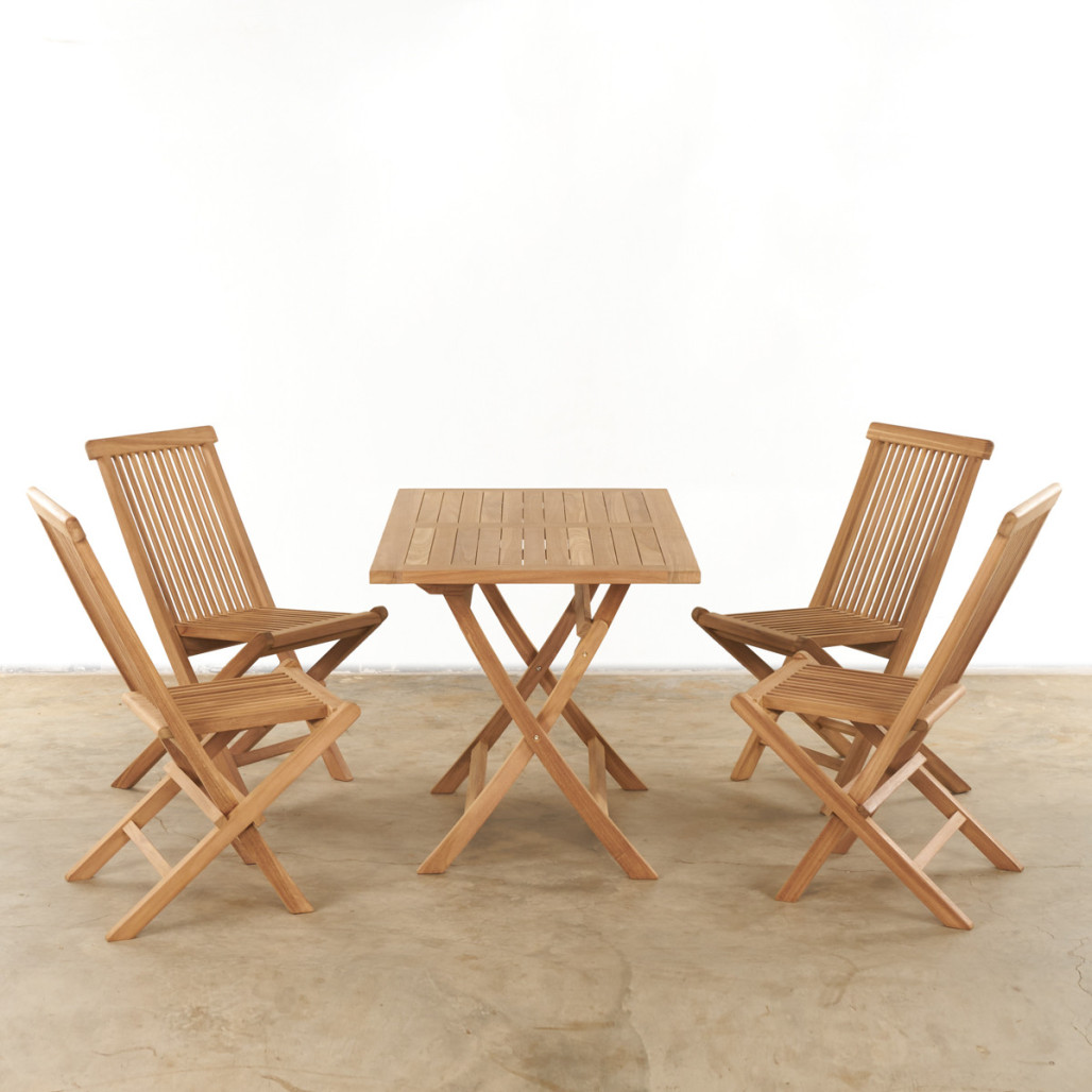 Ensemble table et 4 chaises de jardin en teck Harry Ensemble table et 4 chaises de jardin en teck Harry