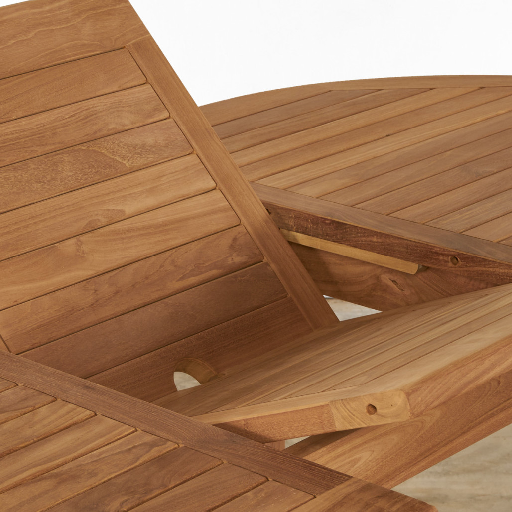 Ensemble jardin en teck massif table ovale extensible et 6 chaises pliantes