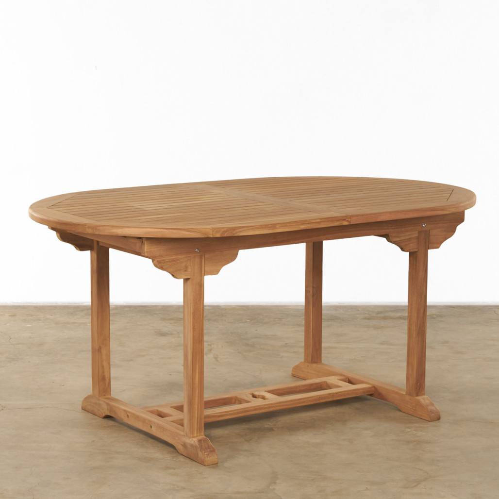 Ensemble jardin en teck massif table ovale extensible et 6 chaises pliantes