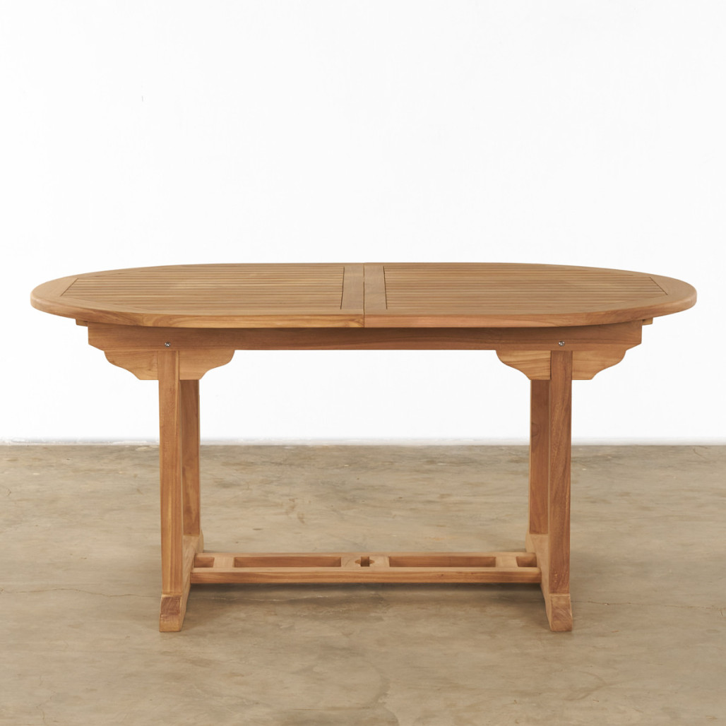 Ensemble jardin en teck massif table ovale extensible et 6 chaises pliantes