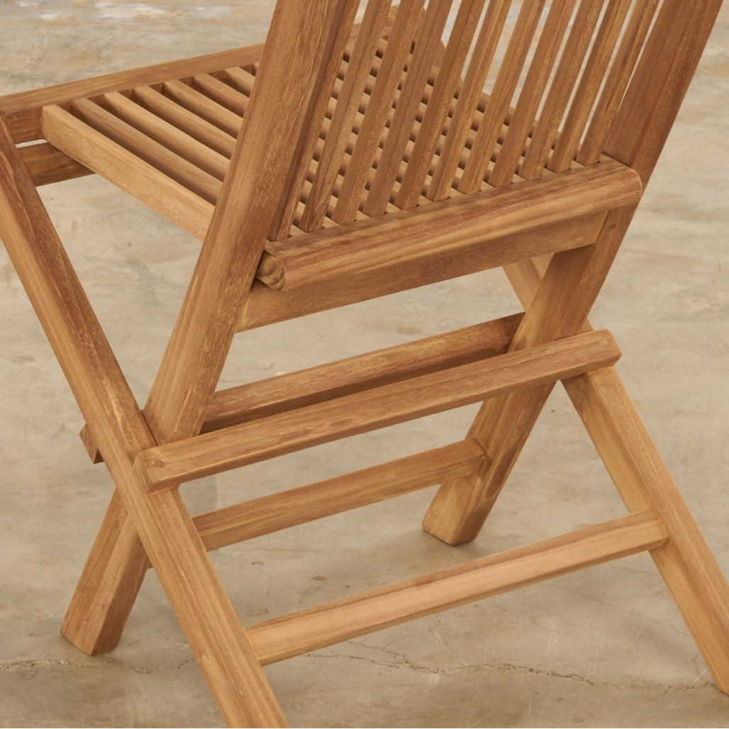 Ensemble jardin en teck massif table ovale extensible et 6 chaises pliantes