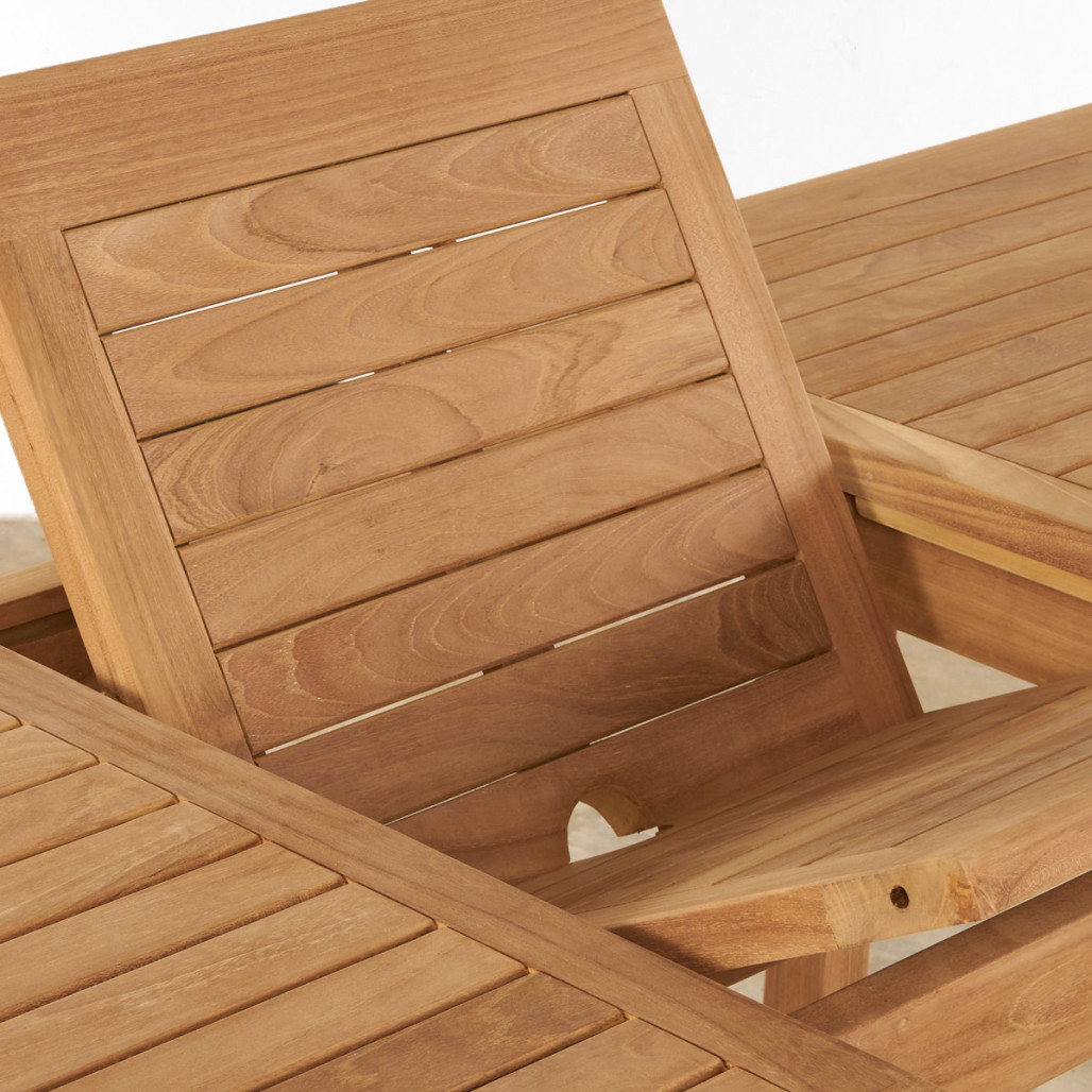 Ensemble table de jardin extensible et 6 chaises pliantes en teck massif