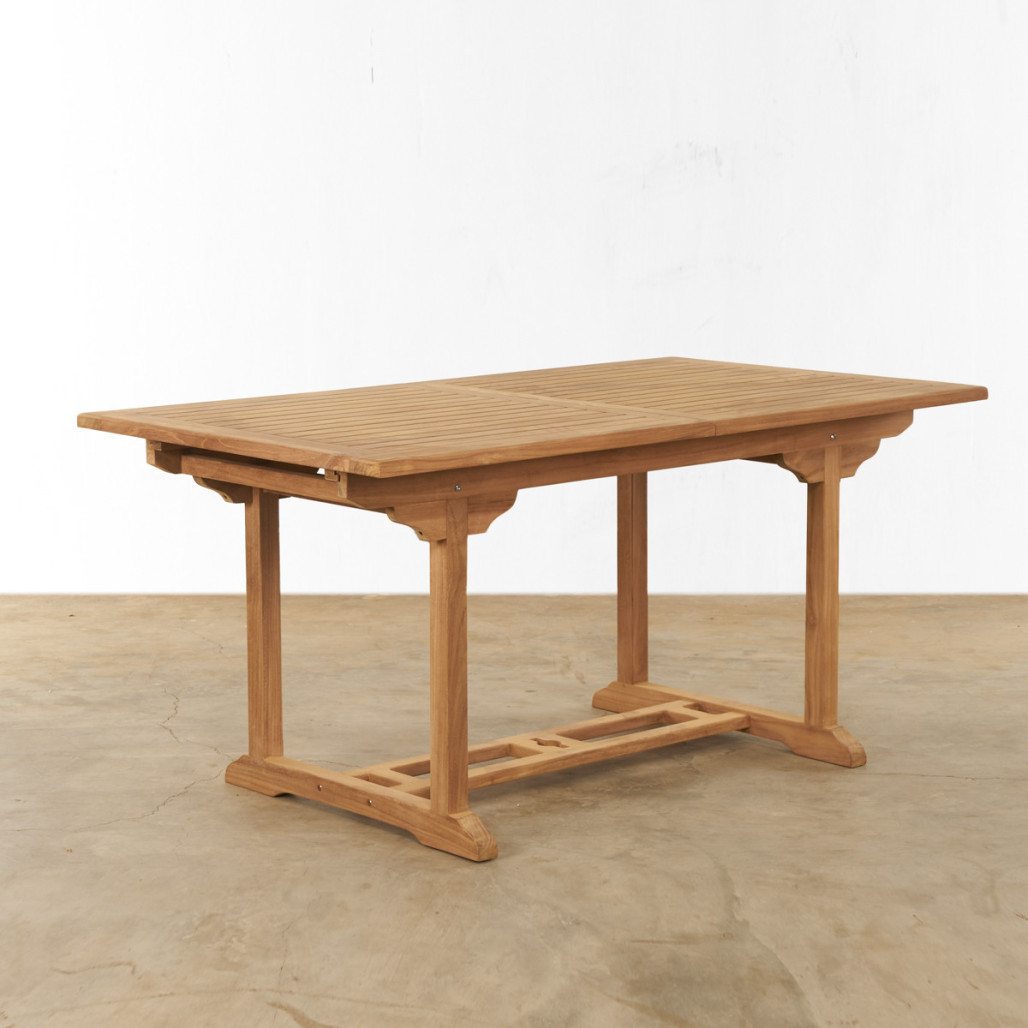 Ensemble table de jardin extensible et 6 chaises pliantes en teck massif