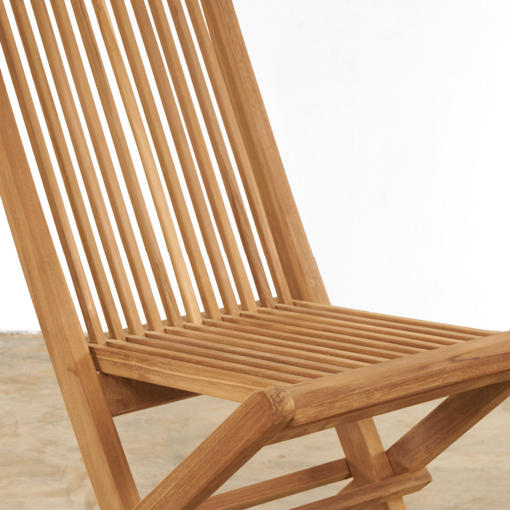 Ensemble table de jardin extensible et 6 chaises pliantes en teck massif