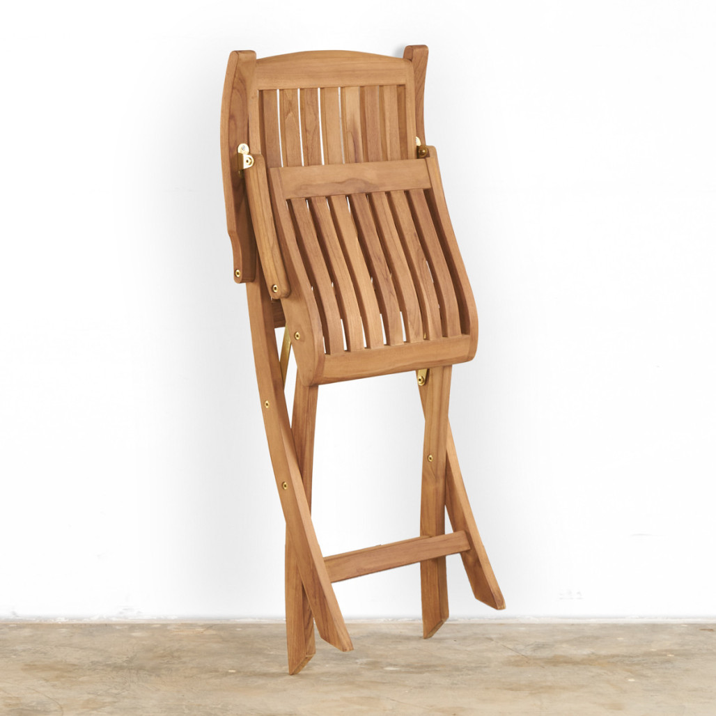 Ensemble table de jardin et 4 chaises pliantes en teck massif