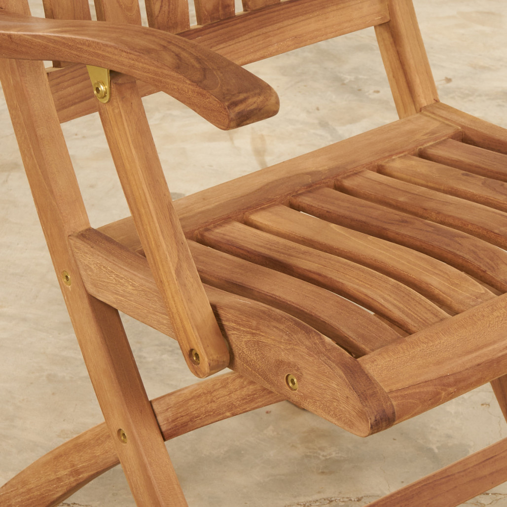 Ensemble table de jardin et 4 chaises pliantes en teck massif