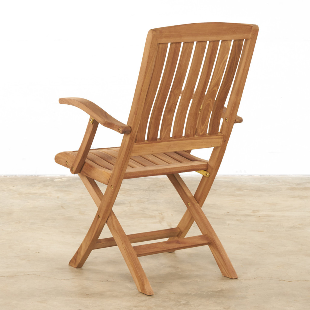 Ensemble table de jardin et 4 chaises pliantes en teck massif