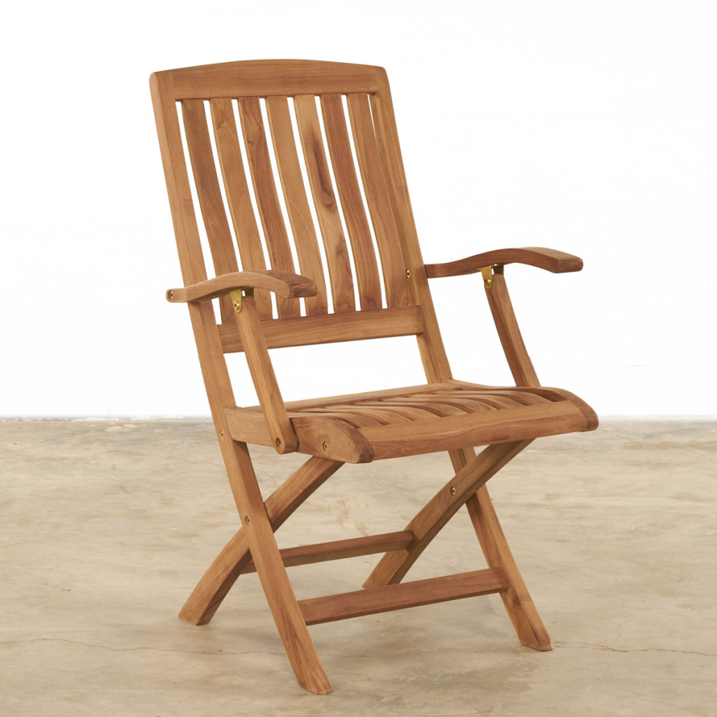 Ensemble table de jardin et 4 chaises pliantes en teck massif