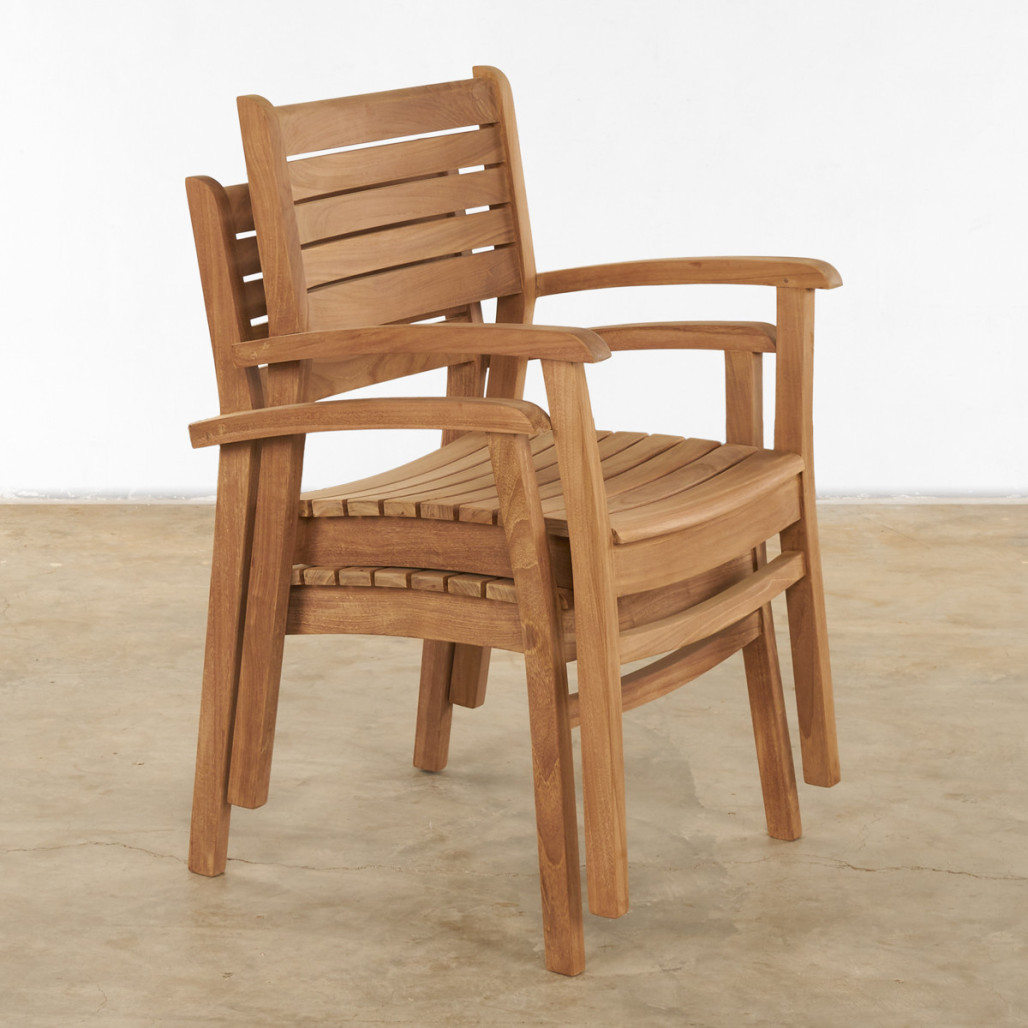 Ensemble table de jardin et 4 fauteuils en teck massif