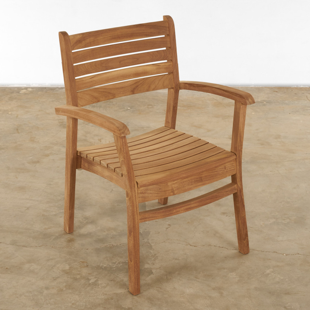 Ensemble table de jardin et 4 fauteuils en teck massif