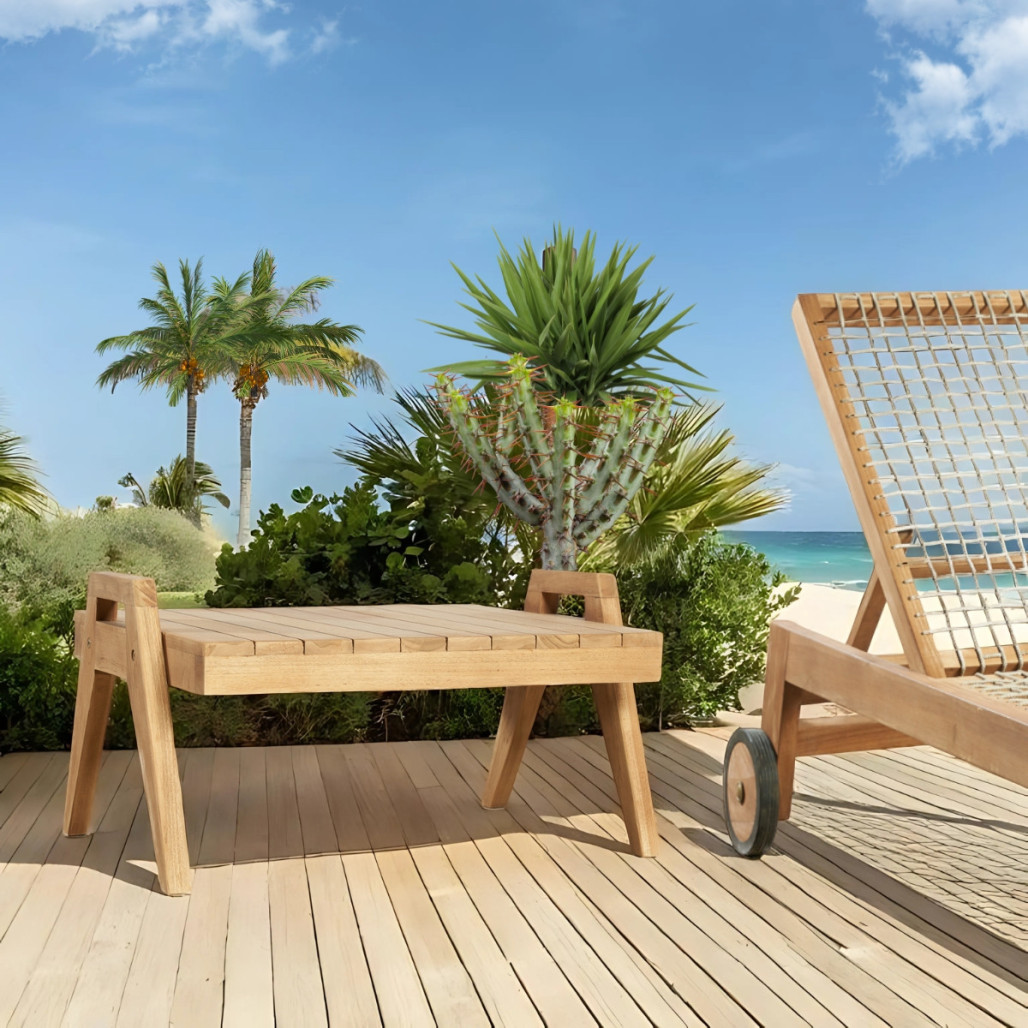 Table basse de jardin en teck massif Axel Table basse de jardin en teck massif Axel