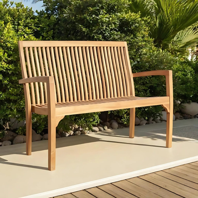 Banc de jardin en teck massif 120 cm Homer