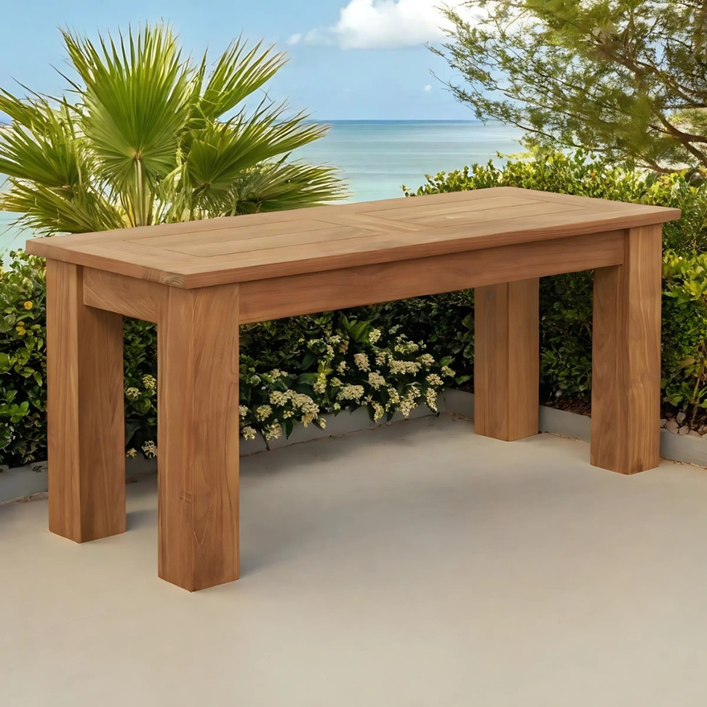 Banc de jardin en teck massif Matado 100 cm