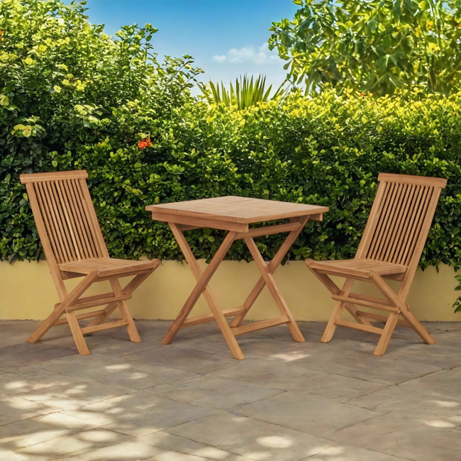 Ensemble table et 2 chaises de jardin en teck Harry
