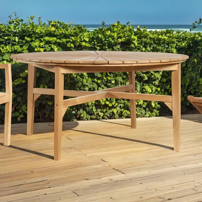 Table de jardin ronde en teck 150 cm Roxan