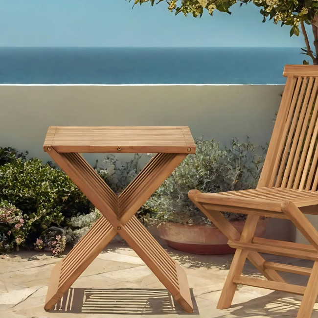 Table basse de jardin en teck  pliante Fish