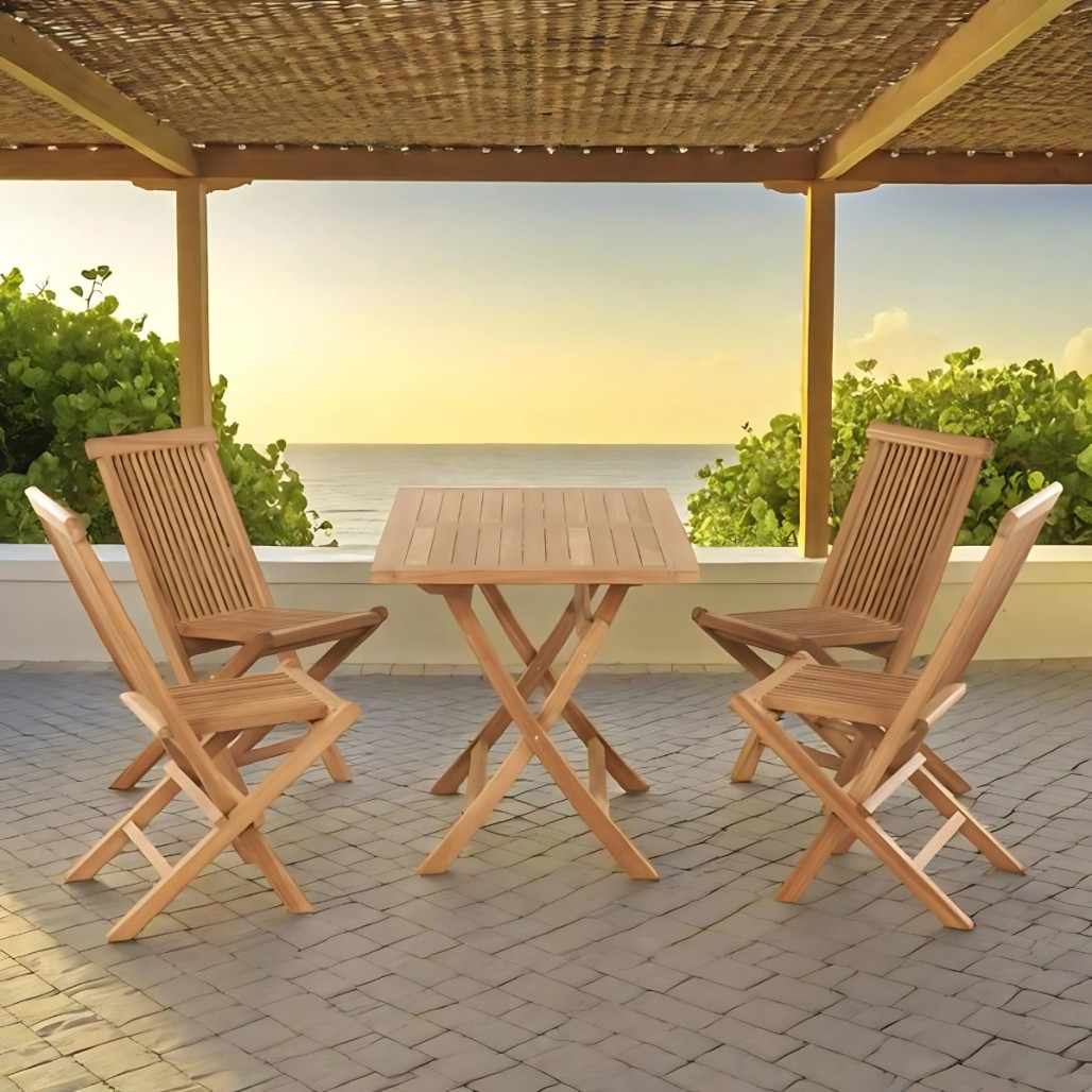 Ensemble table et 4 chaises de jardin en teck Harry Ensemble table et 4 chaises de jardin en teck Harry