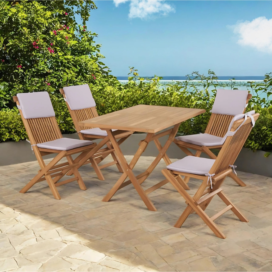 Ensemble table et 4 chaises de jardin en teck Harry Ensemble table et 4 chaises de jardin en teck Harry