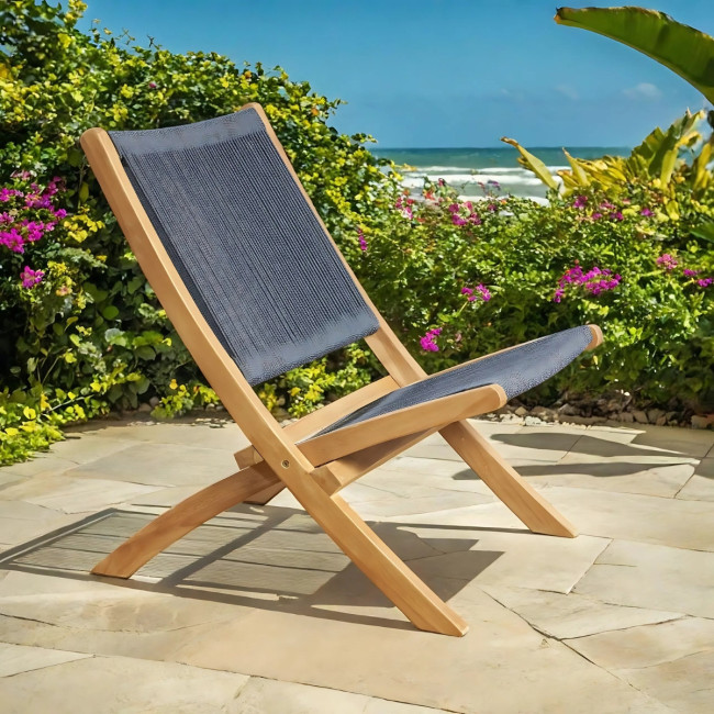 Fauteuil de jardin lounge en corde dark grey Jala