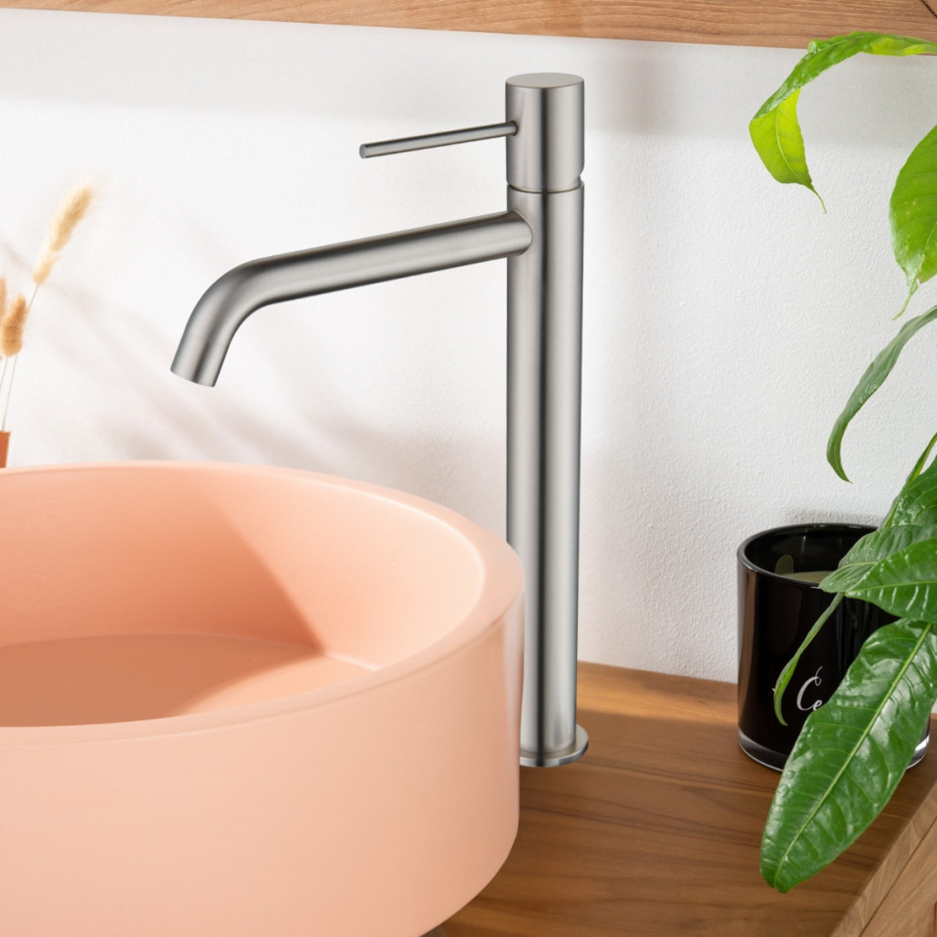 Robinet design de salle de bain Lana en laiton nickel brossé